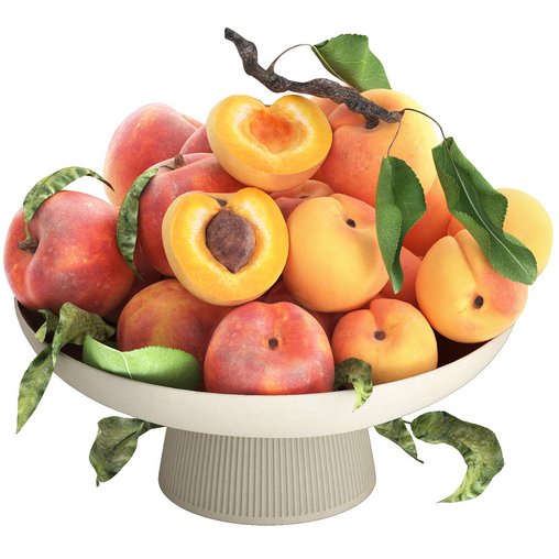 bowl of apricots and peaches 3d model Download Maxve