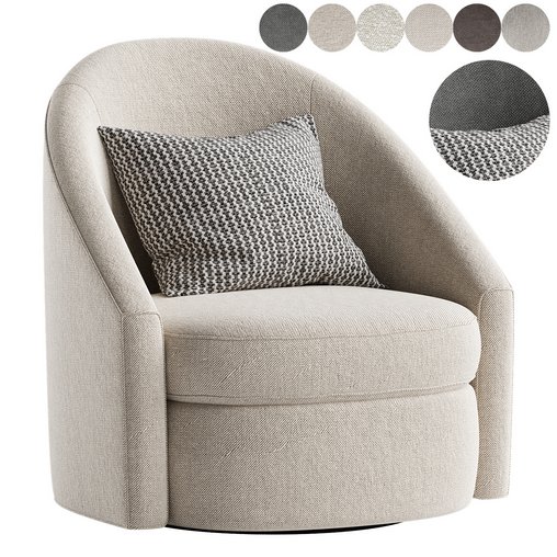 Hotraffy Simple Modern Swivel Glider Accent Chair 3d model Download Maxve