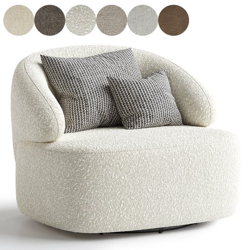 Upholstered Swivel Armchair 3d model Download Maxve