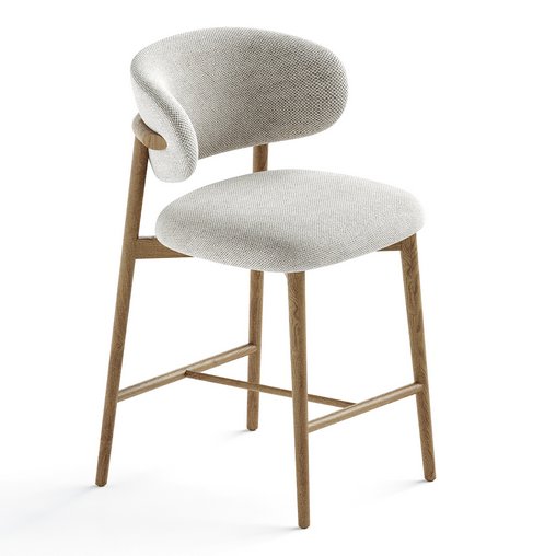 Curved Linen Backrest Bar Stools 3d model Download Maxve