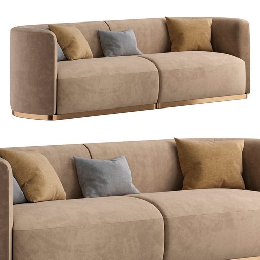 Contemporary Hand Tailored Sofa with Round Edges 2 3d model Download Maxve