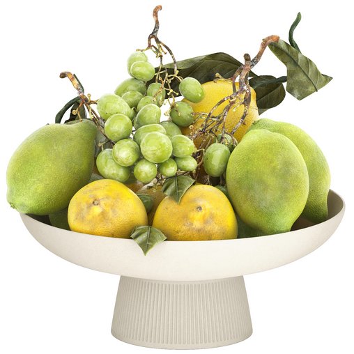 bowl of lemons and grapes 3d model Download Maxve