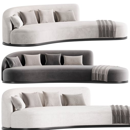 Marseille 2 Sofa in Mohair 3d model Download Maxve