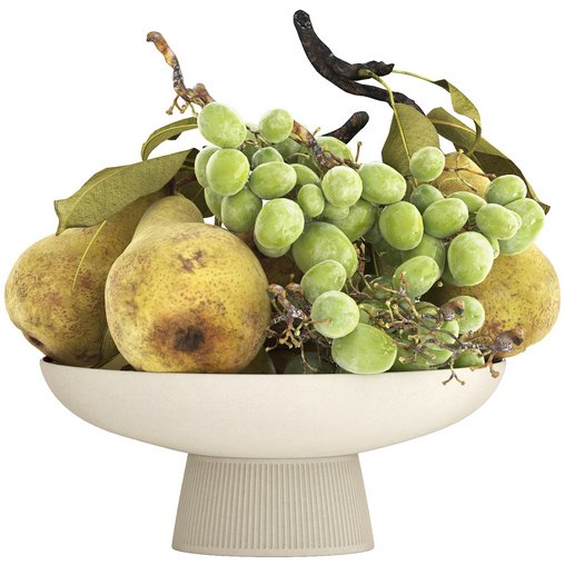 bowl of pears and grapes 3d model Download Maxve