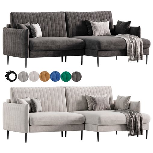 Svaut velvet Sofa 3d model Download Maxve