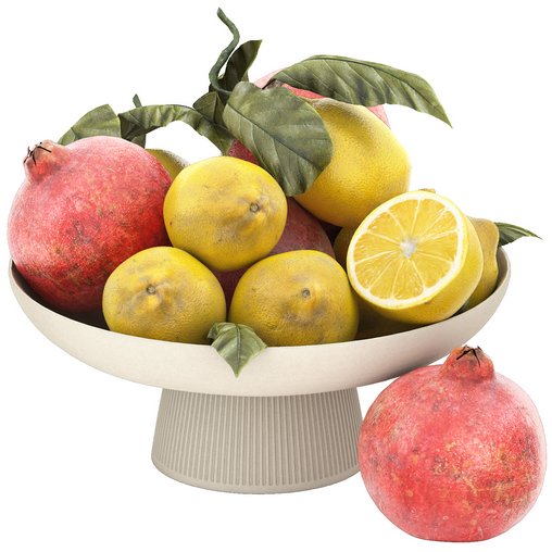 bowl of limes and pomegranates 3d model Download Maxve