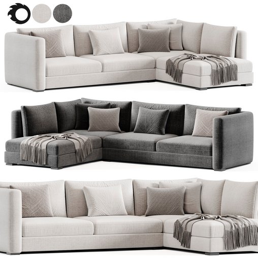 Blake Large Open End Corner Sofa by loomloft 3d model Download Maxve