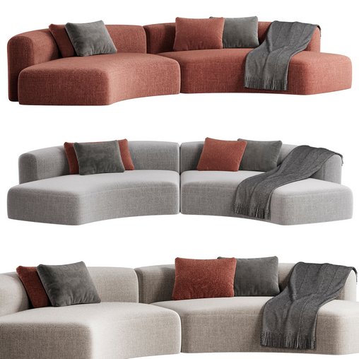 Cosy Curve Sofa 3d model Download Maxve