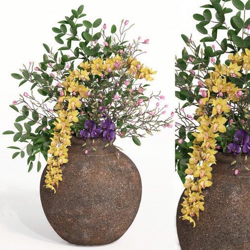 bouquet set05 collection cimbydium orchid 3d model Download Maxve