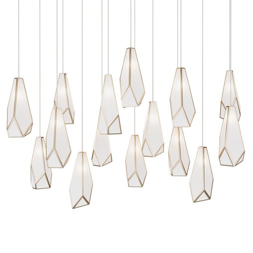 Glace White 15-Light Linear Multi-Drop Pendant 3d model Download Maxve