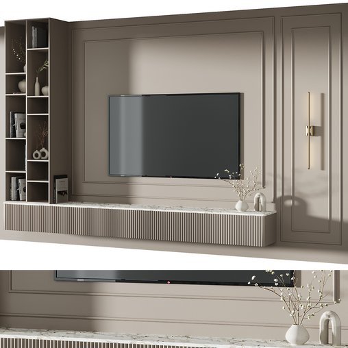 TV wall decor set18 3d model Download Maxve