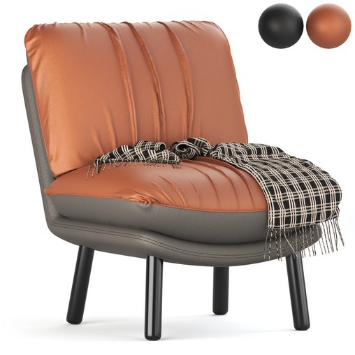 Zuiver Lazy Accent Chair in Vintage Brown 3d model Download Maxve