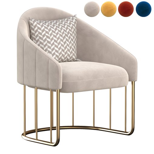 Modern_Accent_Chair_Velvet_Upholstered_Chair_Gold_Base 3d model Download Maxve