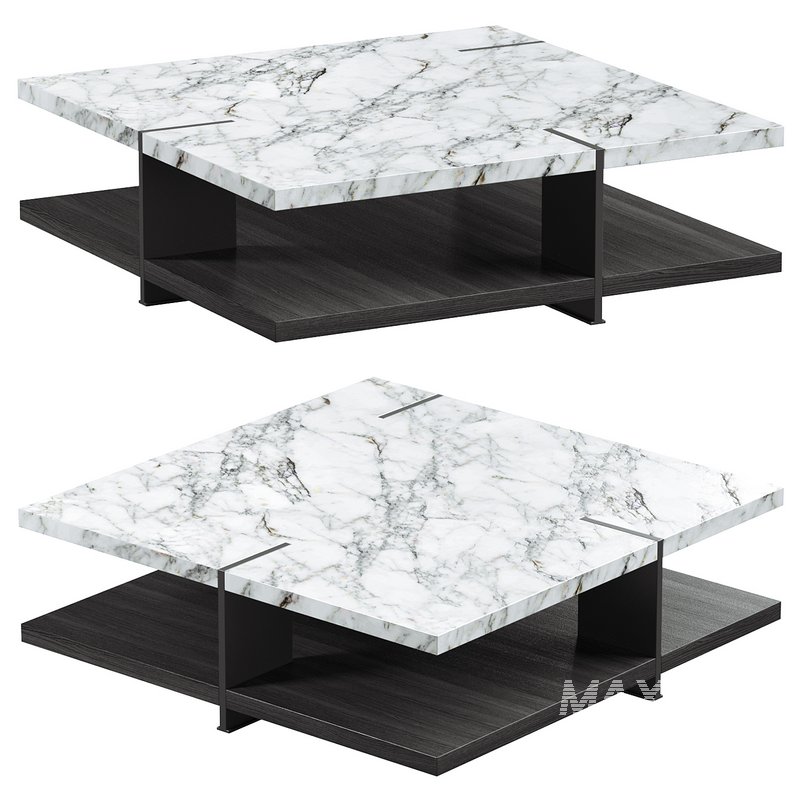 Natural Marble & Wood Coffee Table