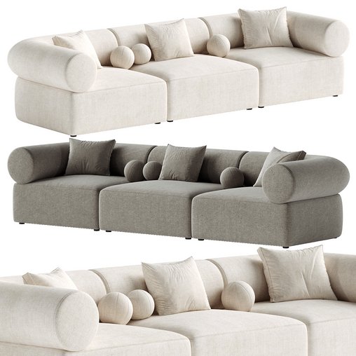 Zia 3PC Modular Sofa 3d model Download Maxve