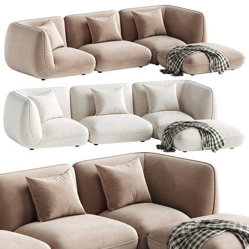 Zeppelin Lounge Modular Sectional 3d model Download Maxve