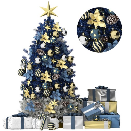 blue christmas tree 3d model Download Maxve