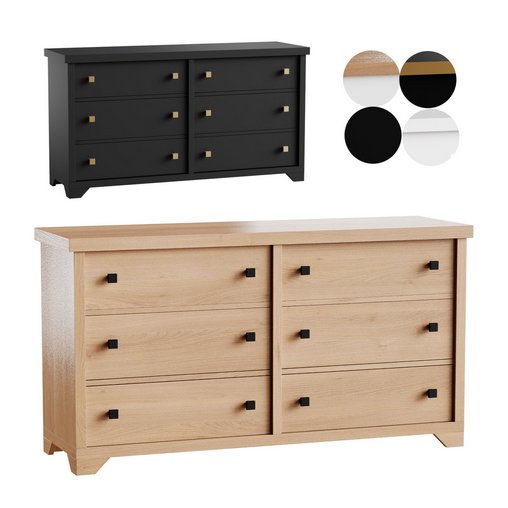 Sumatra 6-Drawer Dresser 3d model Download Maxve