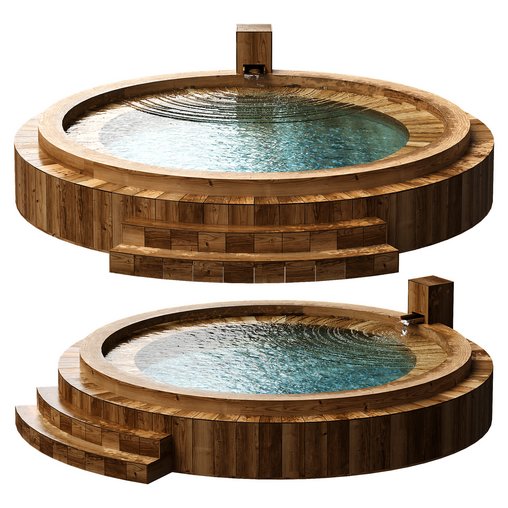 circular wooden pool 3d model Download Maxve