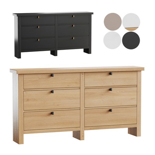 Modern Farmhouse 6-Drawer Dresser 3d model Download Maxve