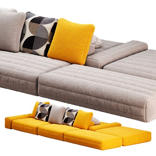 Gervasoni Samet Modular Sofa 3d model Download Maxve