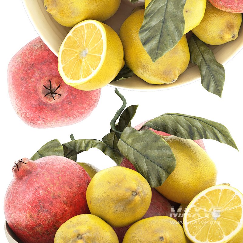 bowl of limes and pomegranates