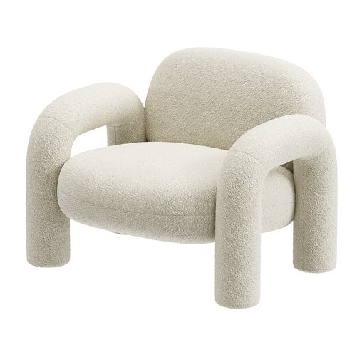 Bobo White Boucle Arm Chair 3d model Download Maxve