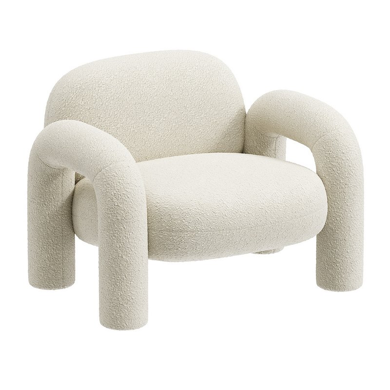 Bobo White Boucle Arm Chair