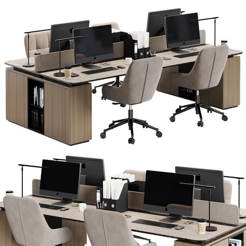 Employee Set Office Furniture 13 3d model Download Maxve