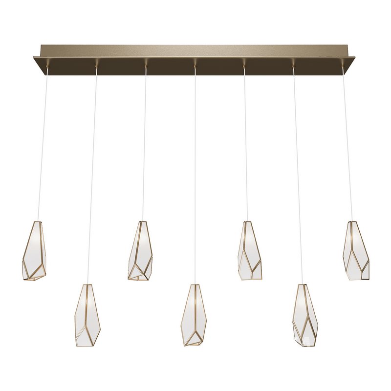 Glace White Rectangular 7-Light Multi-Drop Pendant