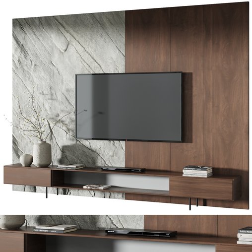 TV wall decor set19 3d model Download Maxve