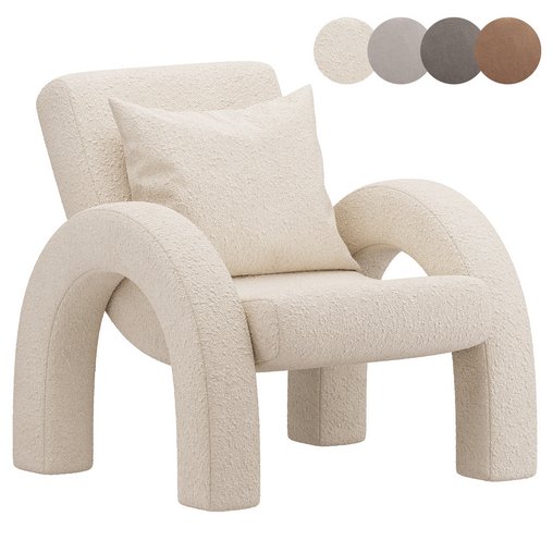 Arco Lounge Chair Small Boucle Beige 3d model Download Maxve