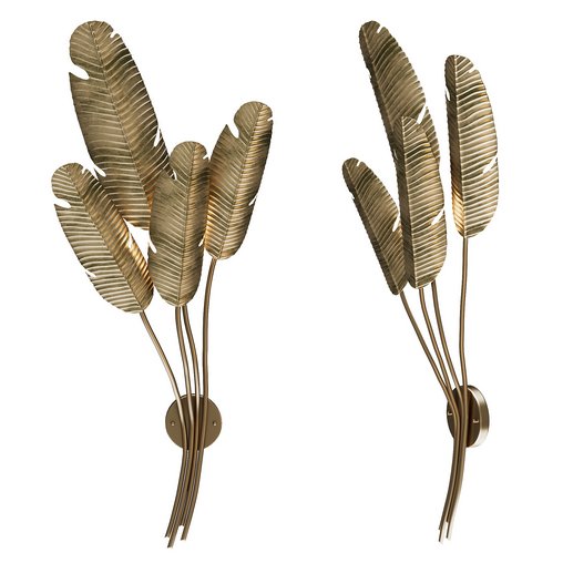 Tropical Brass Multi-Leaf Wall Sconce 3d model Download Maxve