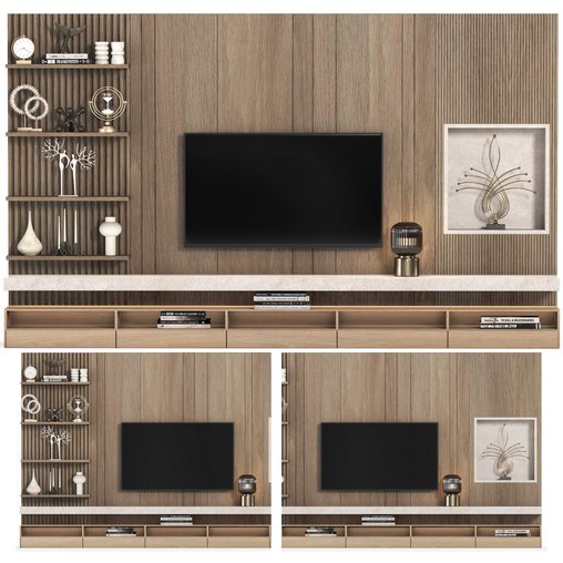 TV wall set02 3d model Download Maxve