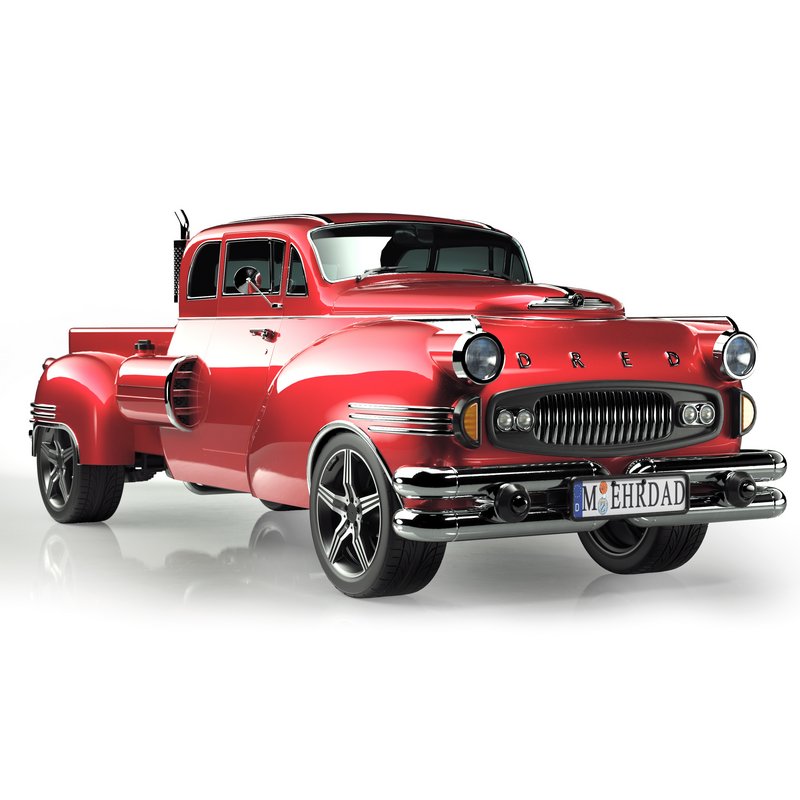 DRED Retro Pickup car 3d model Download Maxve