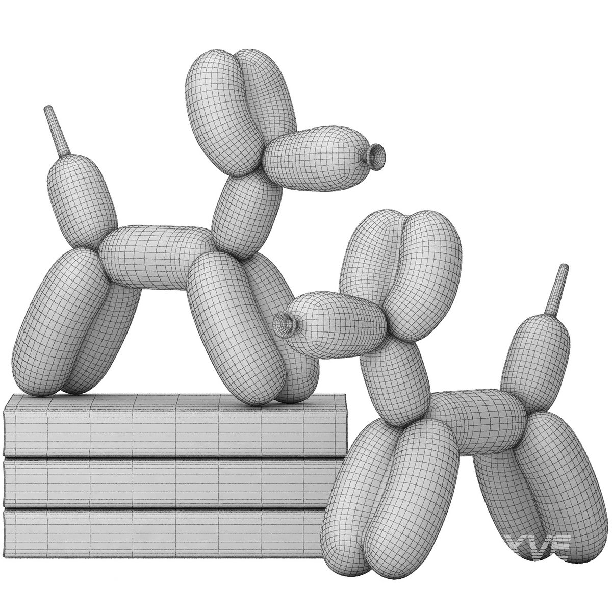 balloon dog statue decoration set 3d model Download Maxve