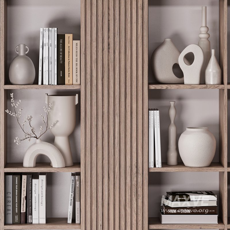Modern Minimalist Study Unit with Shelves 3d model Download Maxve