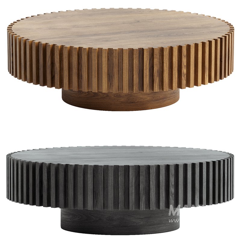 Oak Round Coffee Table 3d model Download Maxve