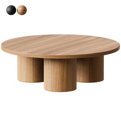 Damian 100cm Wooden Round Coffee Table ¨C Natural 3d model Download Maxve