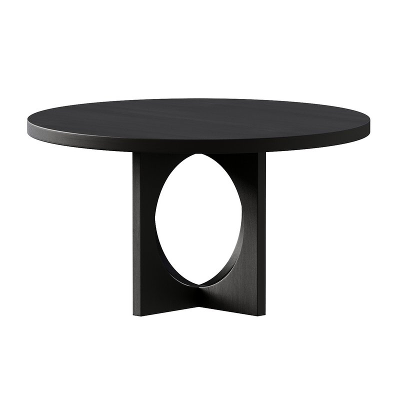 Black Wood Round Geometric Dining Table 3d model Download Maxve