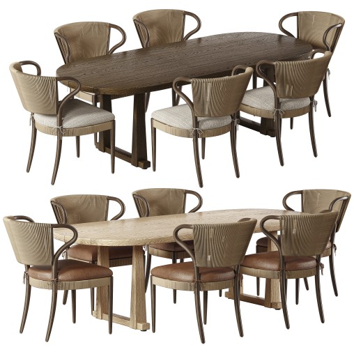 Amira Armless Dining Chair & Ayla Dining Table 3D model Maxve