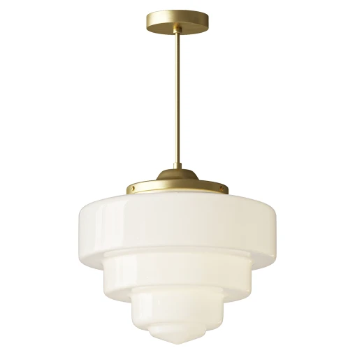 Geotower Glass Brass Pendant Light 3D model Maxve
