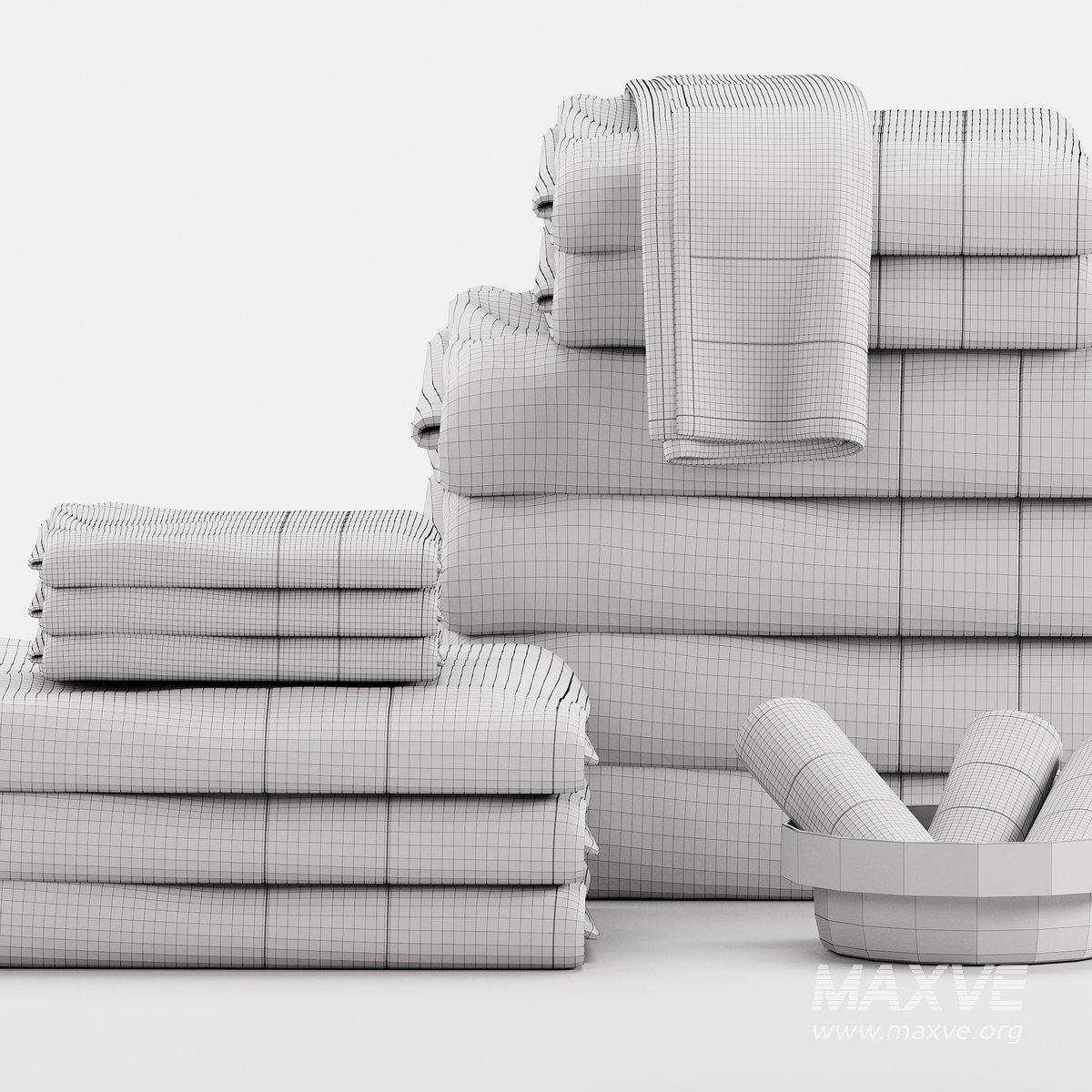 Cotton Bath Towel Collection 3d model Download Maxve